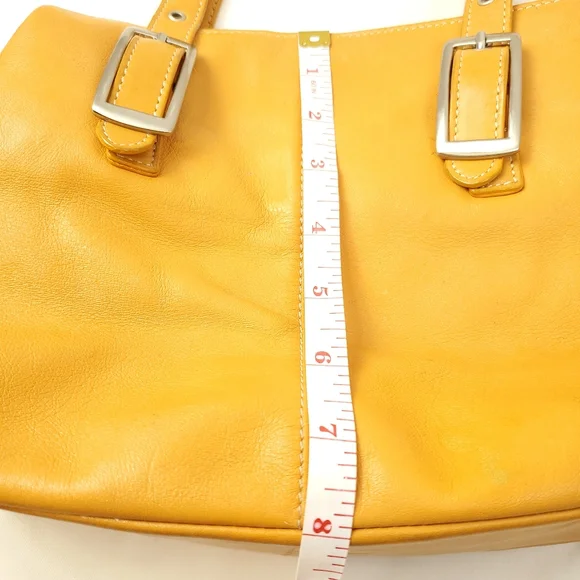 Tignanello Goldenrod Leather Double Strap Handbag - Picture 12 of 15